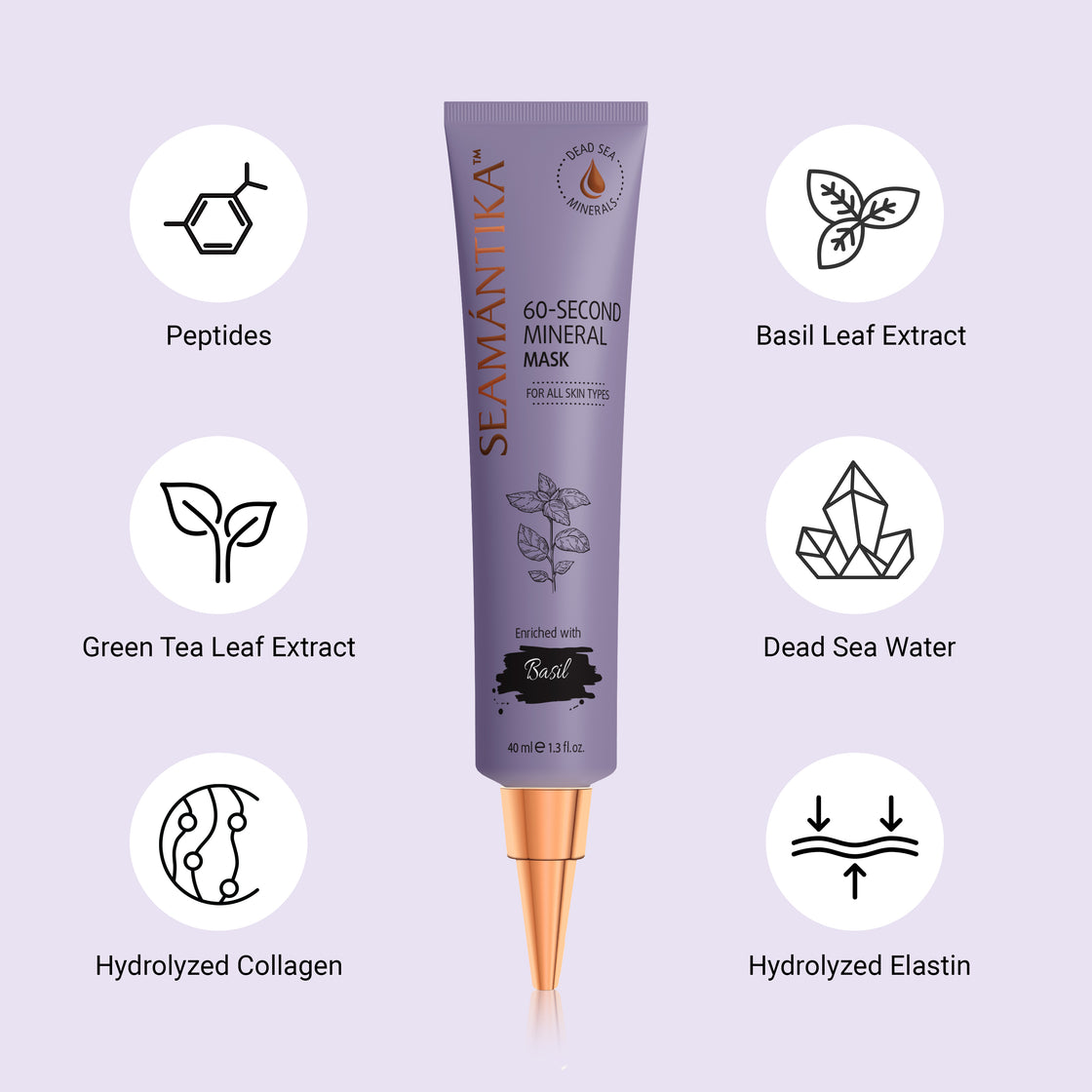 60-SECOND MINERAL MASK - BASIL LEAF EXTRACT
